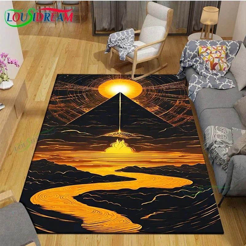 Luxury Ancient Egyptian Queen Flannel Area Rug - Golden Pharaoh Throne Print Soft Mat for Living Room, Non-Slip Historical Home Decor#EgyptianQueenRug #PharaohThroneMat #AncientEgyptianDecor #GoldenMythologyCarpet #NonSlipFlannelRug