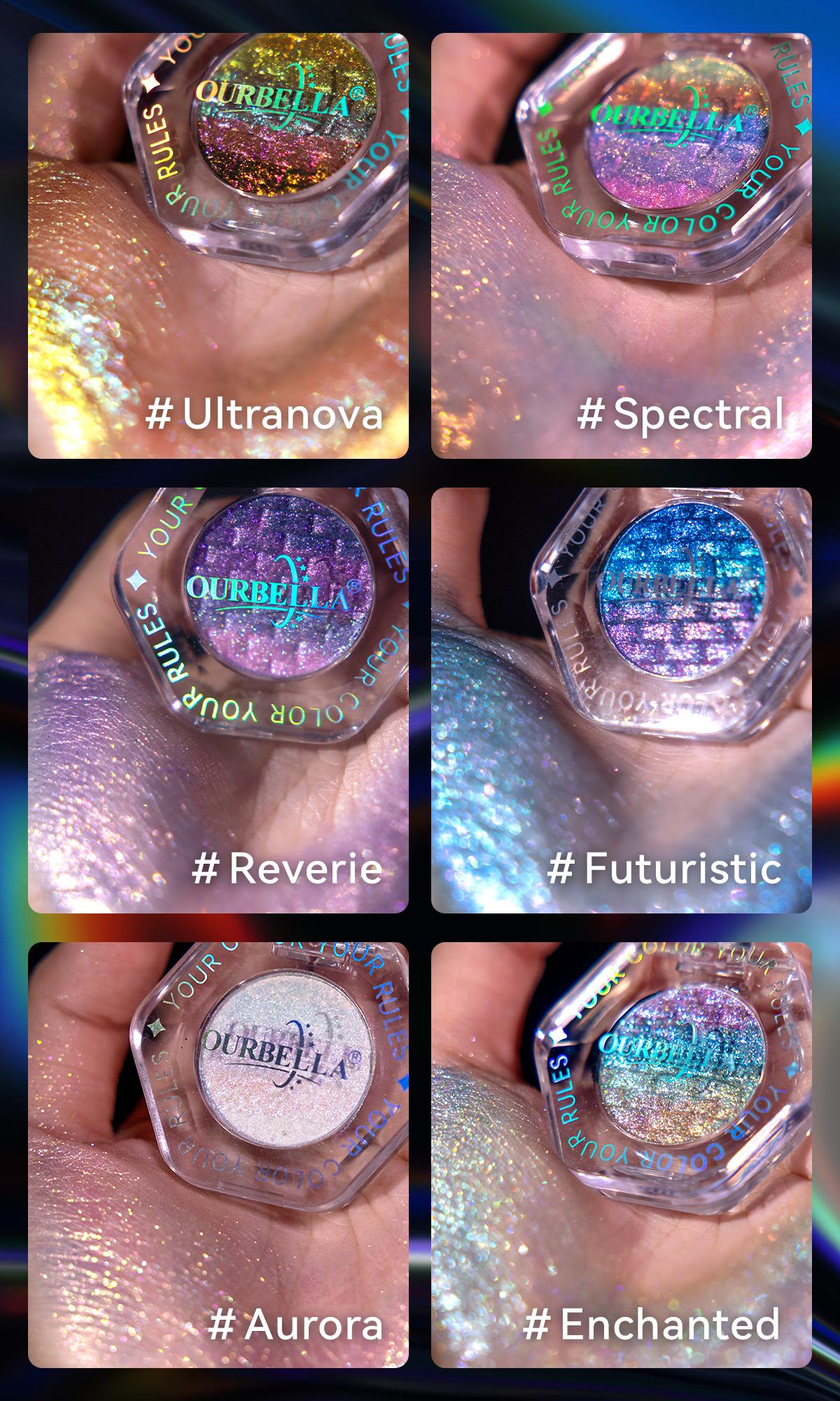 Ourbella rainbow highlighter&eyeshadow, sparkly shimmer glitter eyeshadow, high pigmented, talc free, long lasting Ourbella rainbow highlighter&eyeshadow, sparkly shimmer glitter eyeshadow, high pigmented, talc free, long lasting