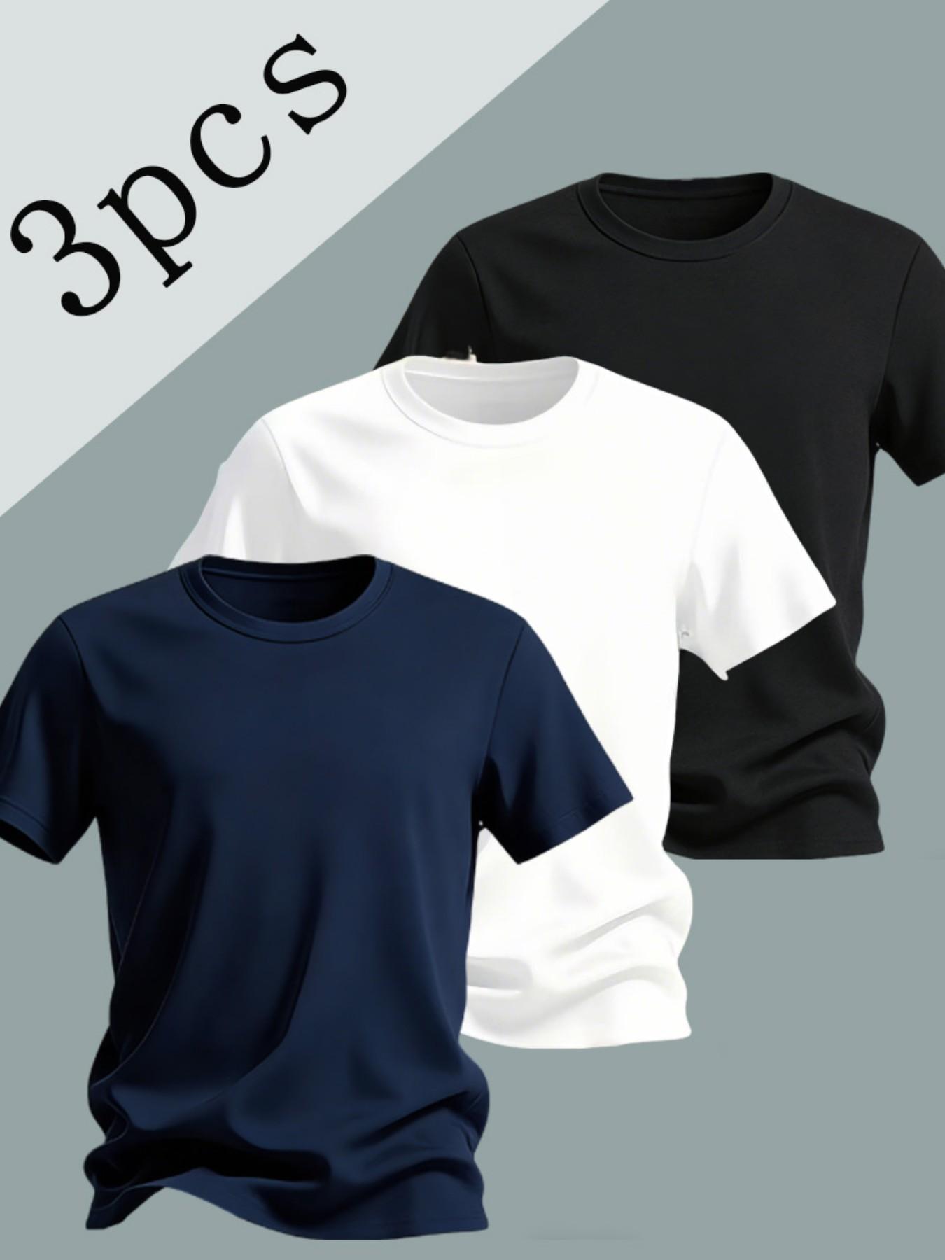Men's Fashion Short Sleeve T-Shirts, Solid Color Round Neck, Casual Outdoor Wear, Ideal for Fitness and Daily Activities