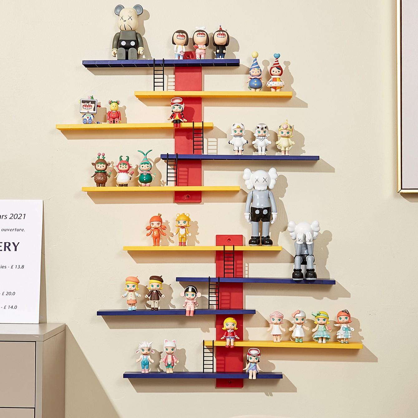 Adjustable Wall-Mounted Display Rack, 5-Tier Ps Board Storage Shelf, Modern Home Decor Organizer for Action Figures, Dolls, Statues, Toys