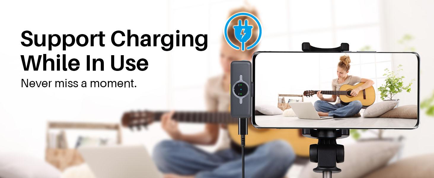 2Pack Wireless Lavalier Microphone for iPhone 16 15 iPad Android with Charge Case, Mini Clip/Magnetic Mic for Lightning/USB-C Smart Device Video Recording, Vlogging, YouTube, Interviews, 300FT