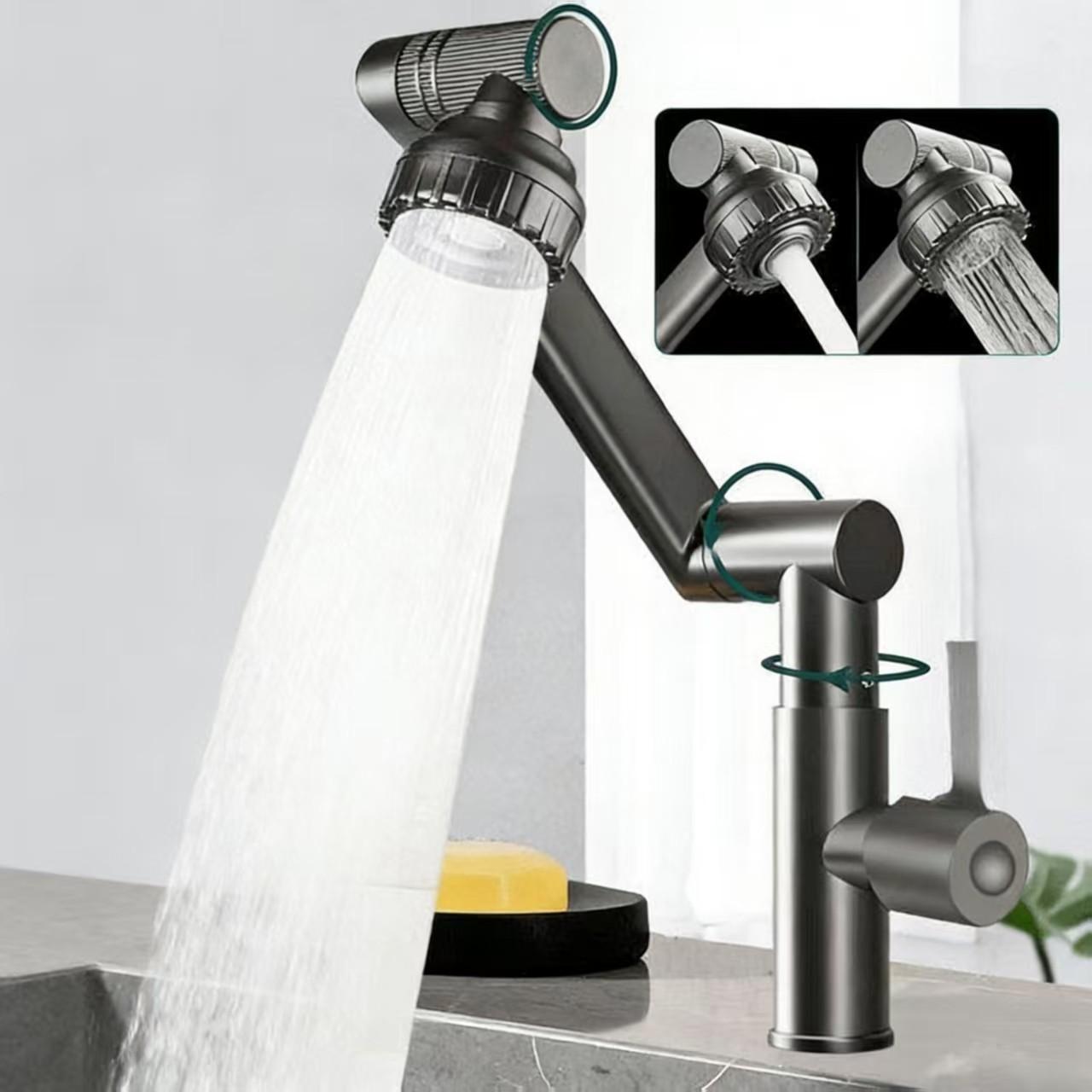1080° Rotating Single Cold Water Faucet, Two-Tier Flow Mode, Universal Rotation, Ideal for Bathroom Sink and Kitchen Faucet