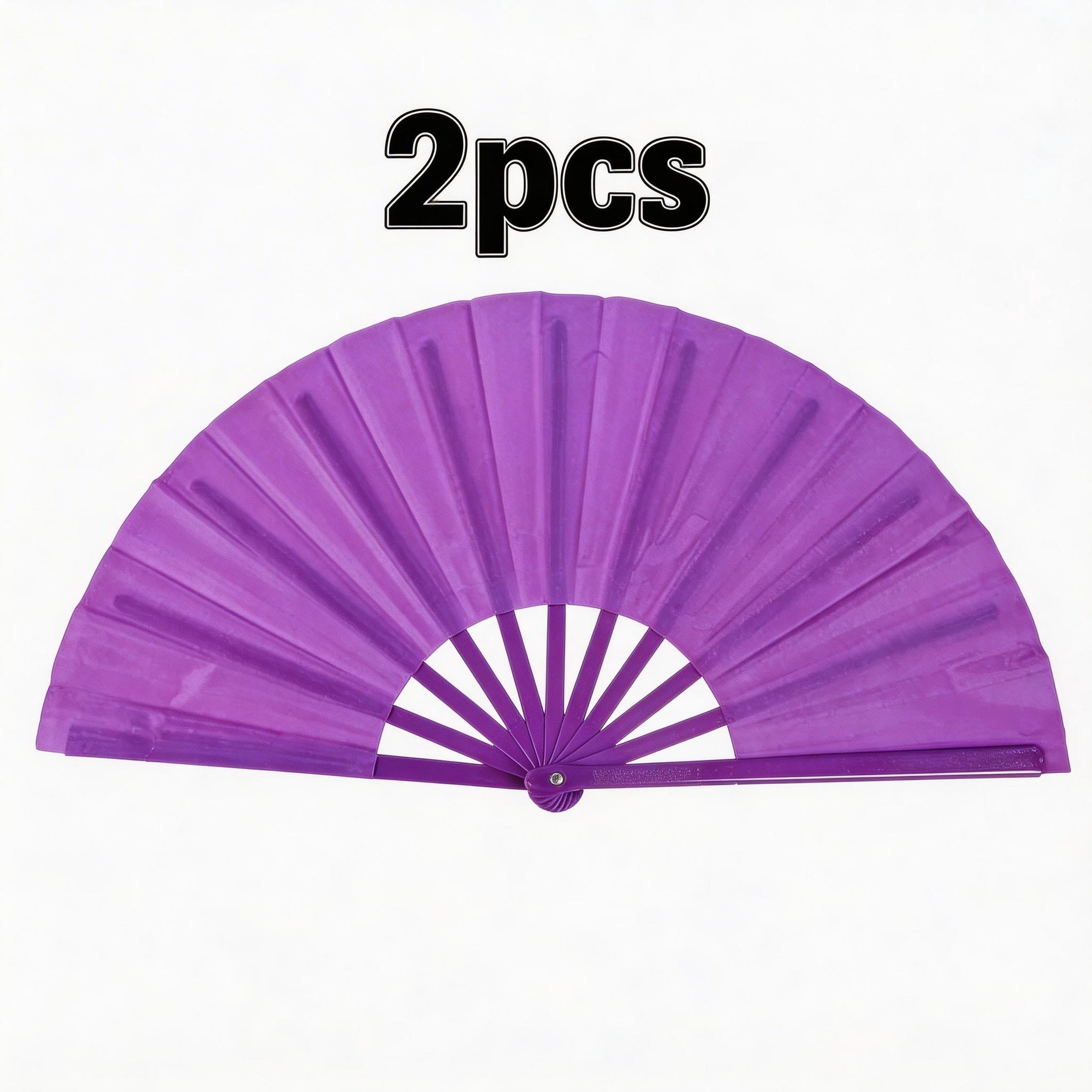 2 Pcs Colorful Kung Fu Sound Fans, 10 Inch Chinese Dance Plastic Fan, Martial Arts Performance Tai Chi Dual-Sided Folding Fan