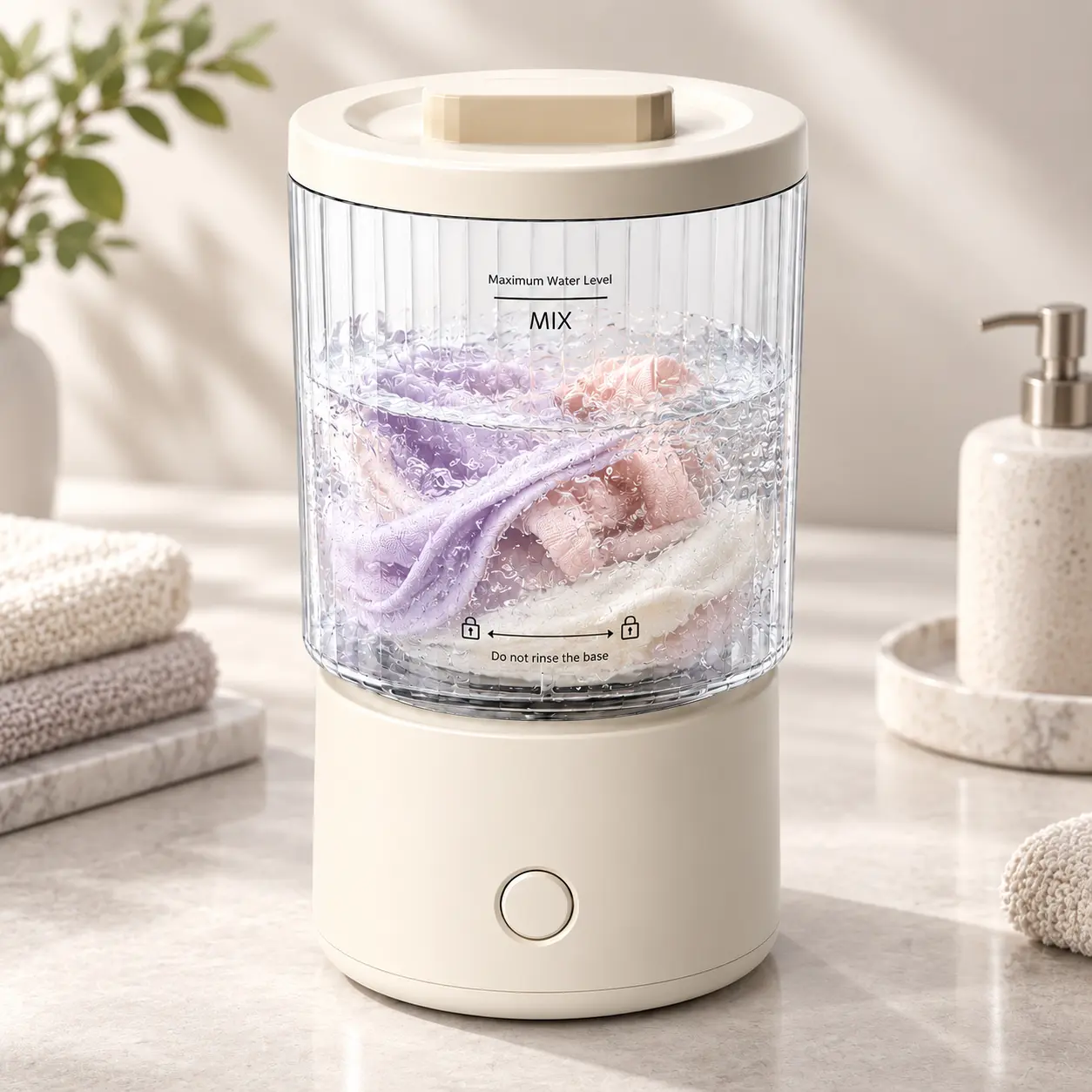 Portable Mini Washing Machine for Underwear, Bras and Socks, Transparent Wash Tub with Nesting Storage for Travel and Small Spaces