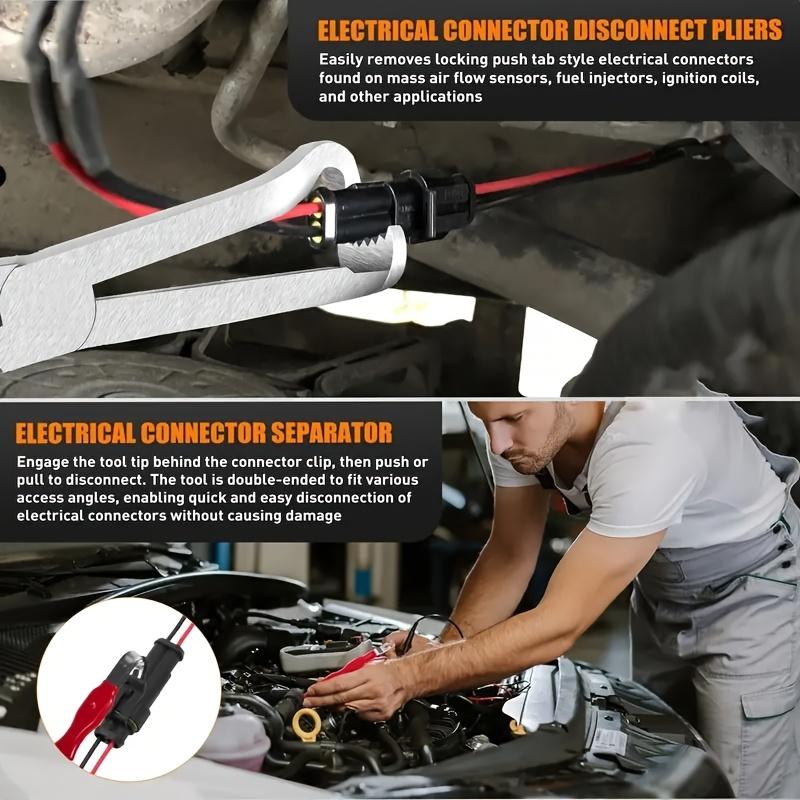 2-Piece Electrical Disconnect Tool Set, Quick Release Connector Separator, Plug Removal Pliers, Ergonomic Anti-Slip Handles, Durable Serrated Pliers, Disconnect Repair Tools