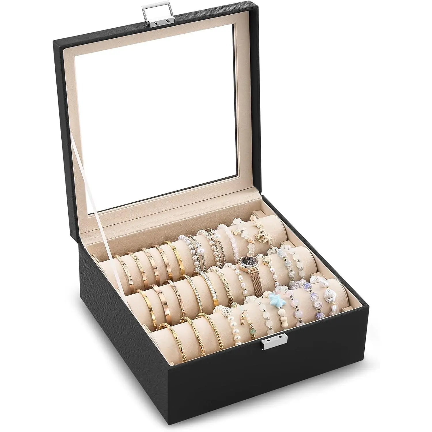 Bracelet Display Holder with Clear Lid -Black Bracelet Display Holder with Clear Lid -Black