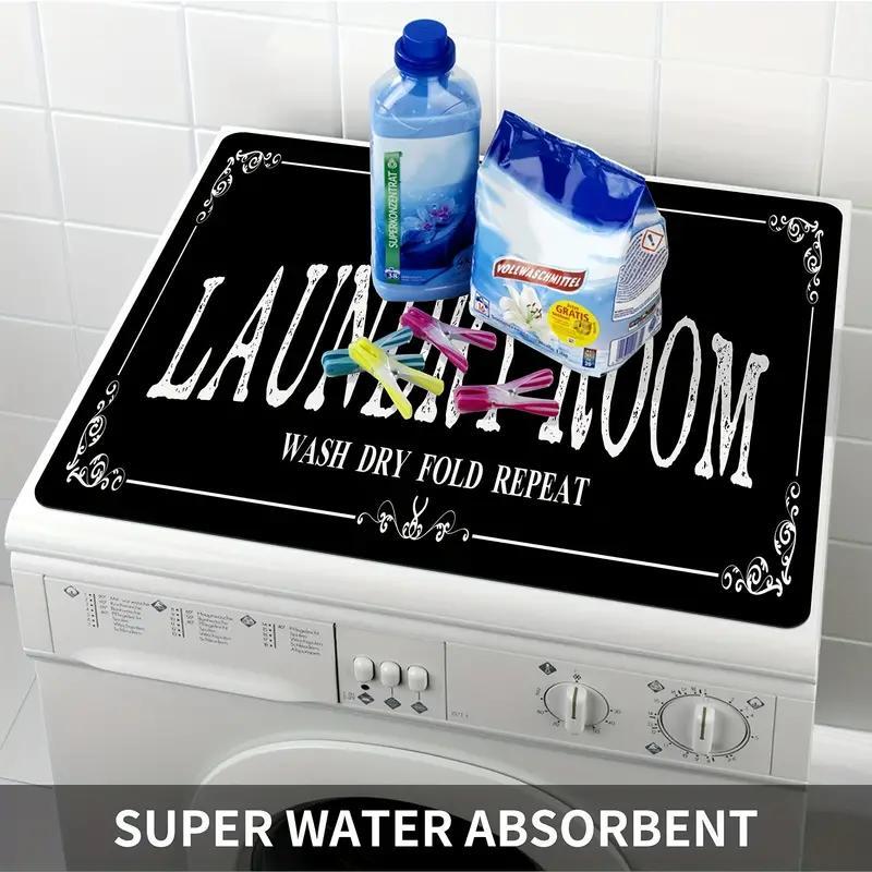 1pc Dish Drying Pad, Washing Machine Dust Cover Durable Decorative Mat, Soft Faucet Absorbent Mat, Reusable Washstand Drain Mat, Kitchen & Bathroom Accessories