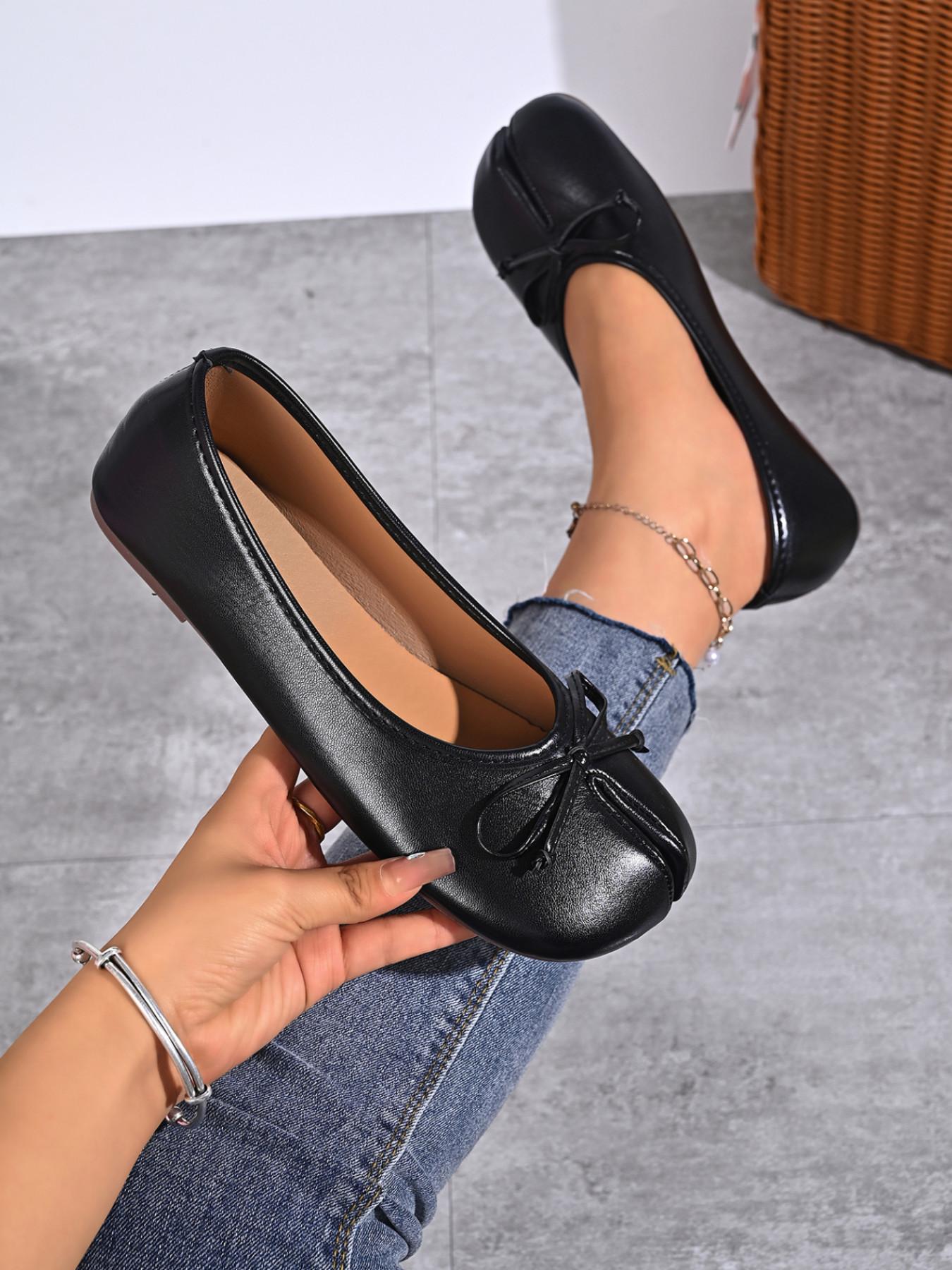 Women's Open-Toe Fashion Leather Shoes, Spring New French Classic Ballet Flat, Super Comfortable Casual Shoes, Ideal for Travel and Daily Wear-