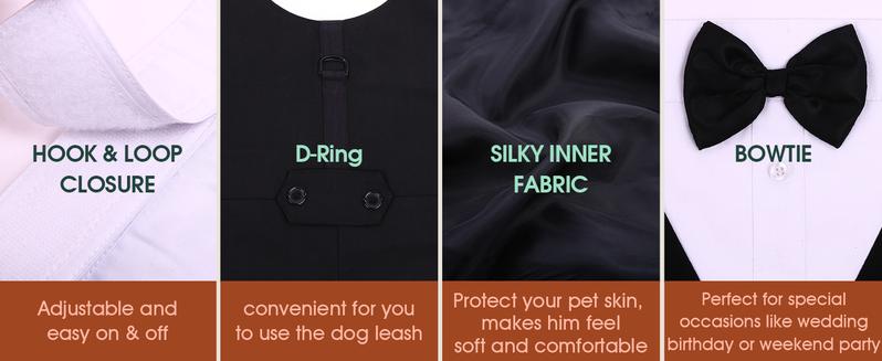 Kuoser Dog Tuxedo Dog Suit and Bandana Set, Dogs Tuxedo Wedding Party Suit, Dog Prince Wedding Bow Tie Shirt Formal Dog Wedding Attire for Large and Medium Dogs Golden Retriever Samo Bulldogs