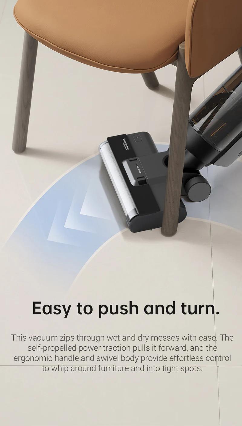 DREAME H12S Vacuum Mop, Wet Dry Vacuum Cleaner, Cordless Vacuum Mop All in One for Hard Floors, Edge Cleaning with Dirt Detection, Hot Air Drying, Smart Floor Cleaner Great for Sticky Messes on Multi-Surfaces