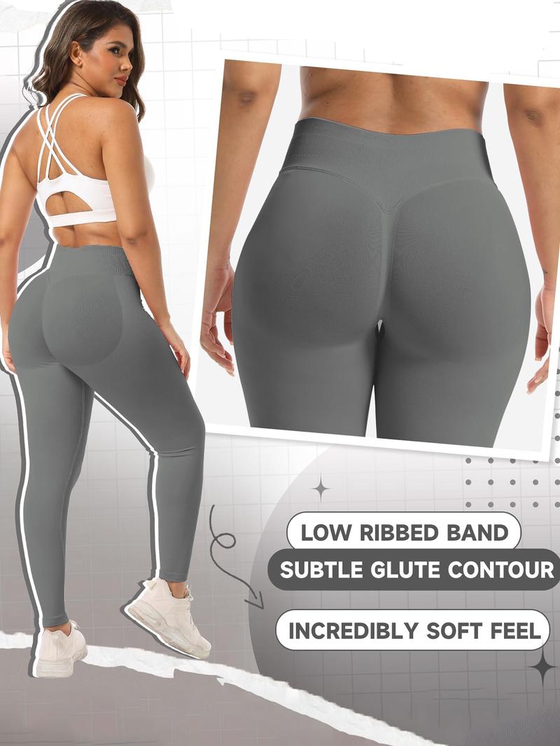 Women's Solid High Waist Sports Leggings, Workout Legging Pants, Breathable Comfortable Seamless Skinny Pants, Ladies Sportswear for Indoor Outdoor Wear