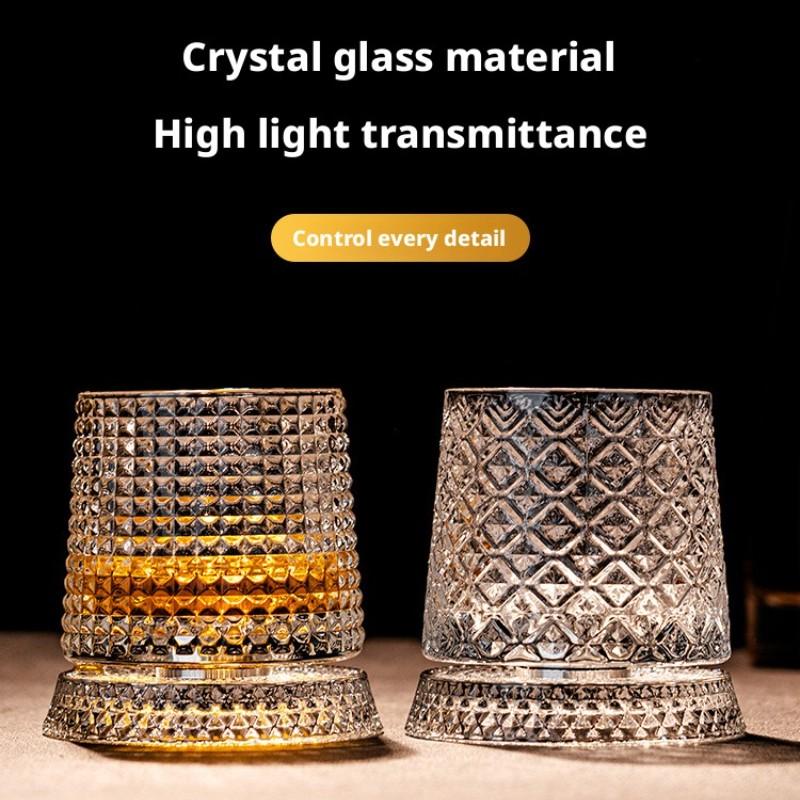 Luxury Whiskey Glass Rotating Cup, Crystal Glass Wine Cup, Home Use Beer Mug, High-End Barware, Elegant Drinkware for Special Occasions