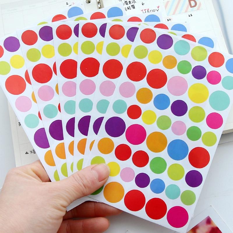 6 Sheets Heart/star/polka Dot Shaped Sticker, Colorful Decorative Sticker For DIY Scrapbooking Photo Album Diary