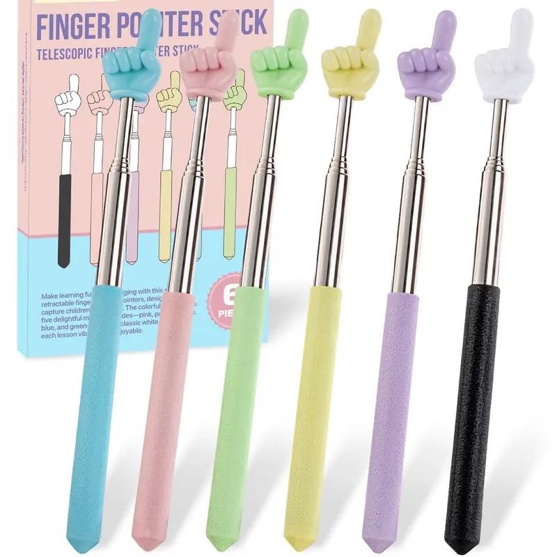 Classroom Extendable Pointer Stick, Classroom Supplies, Teacher Finger Tool, Colorful Demonstration Pointer Rod, Child and Adult Extensible Pointer