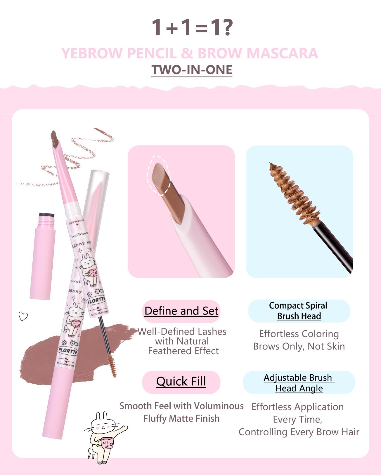 FLORTTE Good Friends Club Eyebrow Pencil ＆ Brow Mascara eyebrow tint Cosmetic