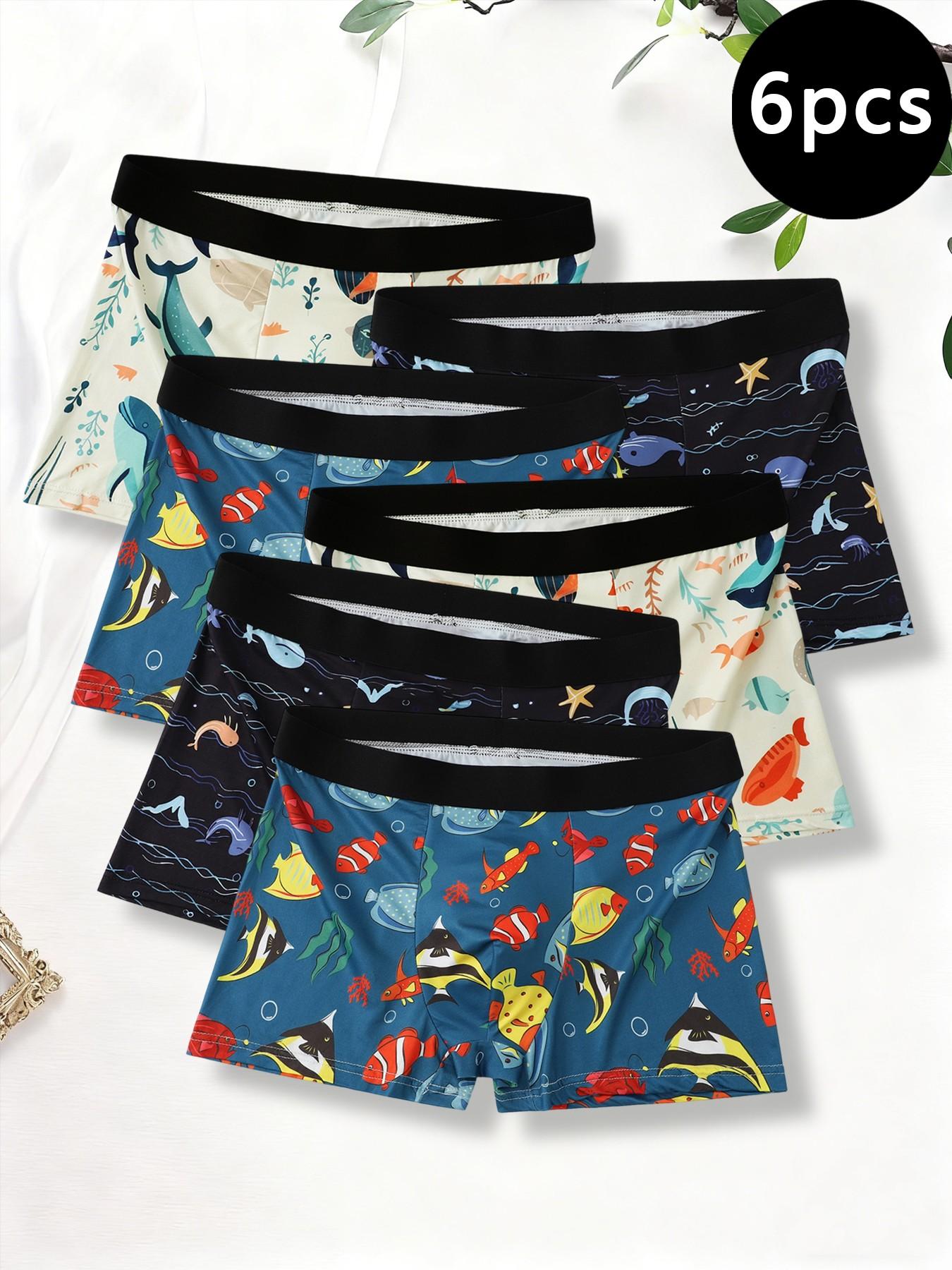 Men's Ocean Series Boxer Briefs with cartoon prints, comfortable and breathable, offering a different style every day!
