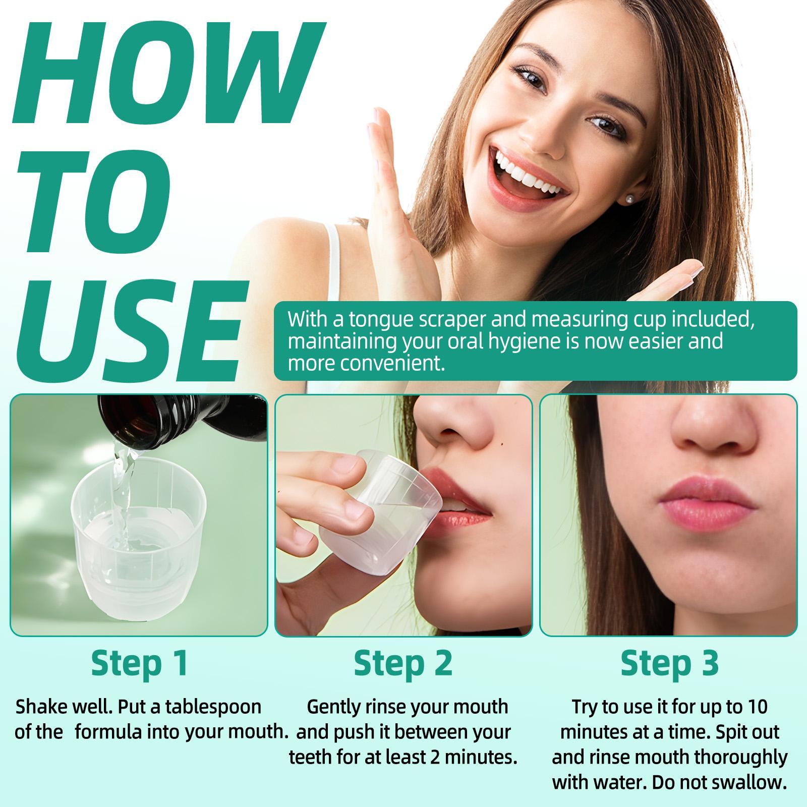 120ML Aliver Coconut Mint Mouthwash & Tongue Scraper Set, Natural Alcohol-Free Fresh Breath Ayurveda Mouthwash, Oral Health Care, Oral Care Product