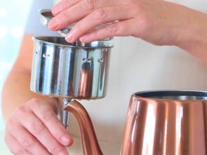 PER12 Stainless Coffee Percolator, 12 Cup, Polished Copper Finish, Gooseneck Spout, Clear Knob, Brewing Indication, Keep-Warm Function, Detachable Cord