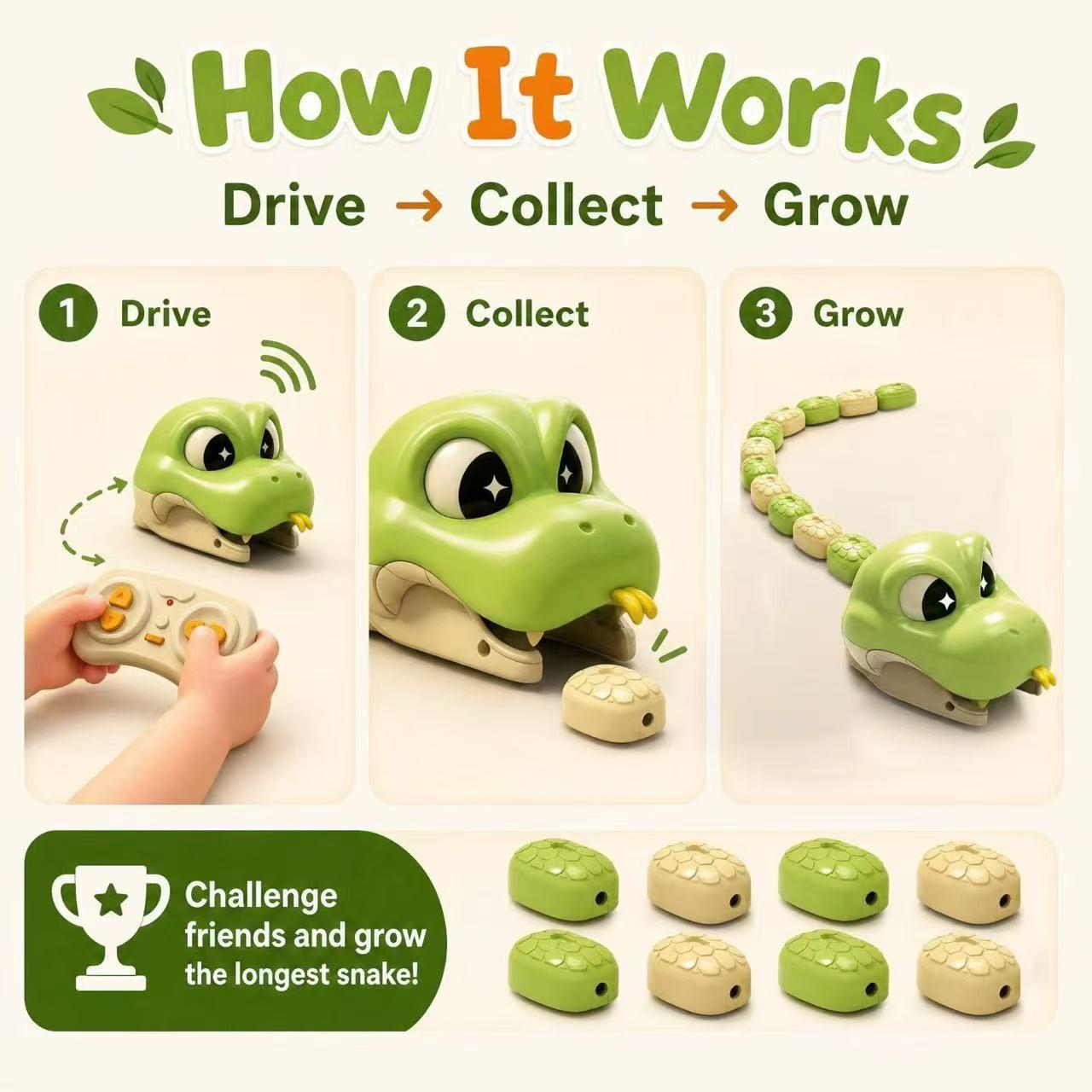 Double Remote Control Magnetic Snake Electric Toy, Magnetic Segment ...