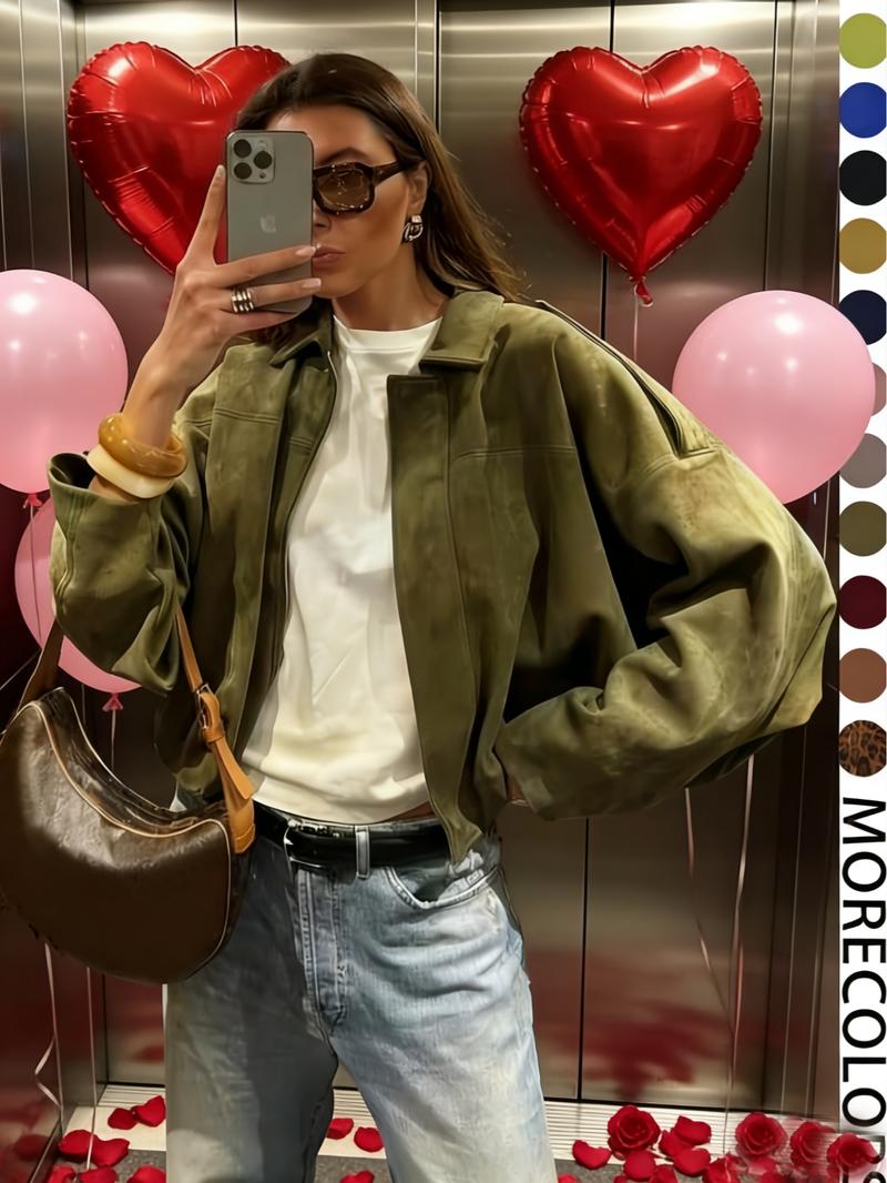 Women's Military Jacket, Army Green Loose Fit Coat For Spring & Autumn Women's Military Jacket, Army Green Loose Fit Coat For Spring & Autumn