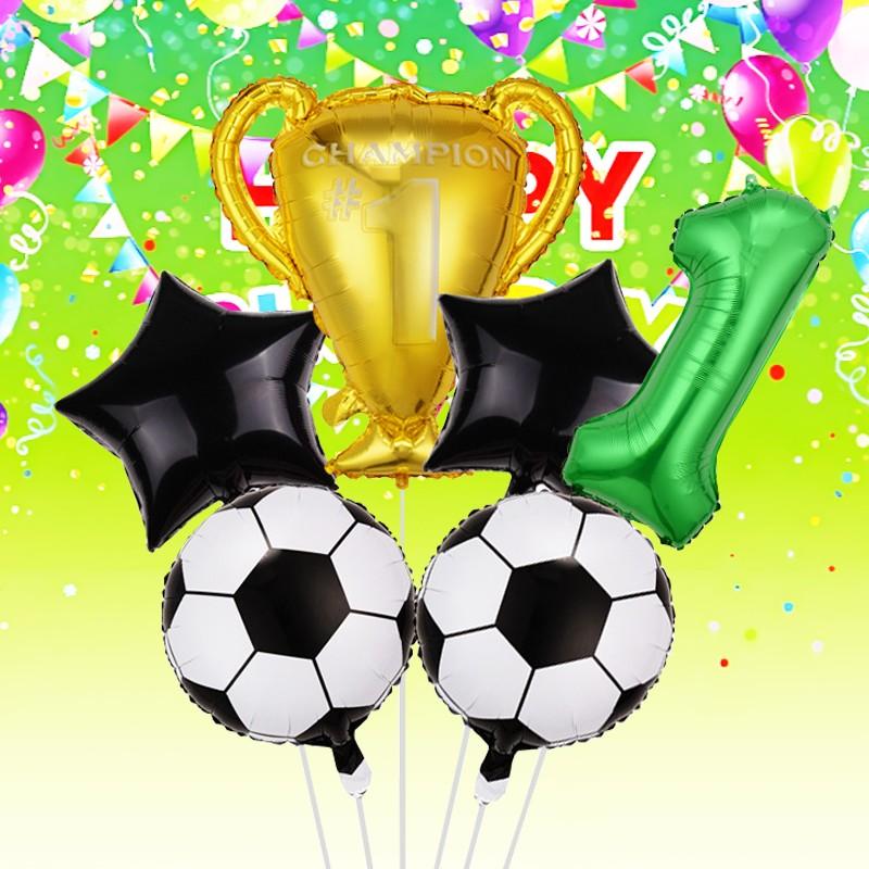 Soccer Trophy Number Foil Balloons, Multi Shape Mixed Color Set, Sports Events, Championship Celebrations, Festival & Party Decor