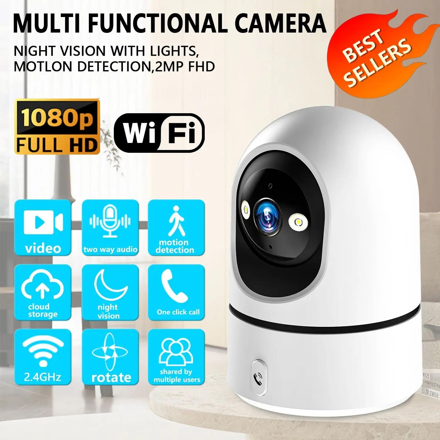 Smart WiFi Indoor Security Camera, 1080P HD Night Vision, Motion Tracking, Two-Way Audio, Sound Alerts, Ideal for Home Safety Monitoring