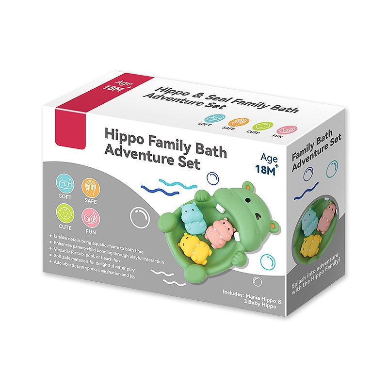 Floating Animal Hippo Toy Seal Toy Sealed Float Play Water Bathing Set, Baby Shower Bathtub Toys, Safe Non-Toxic Material