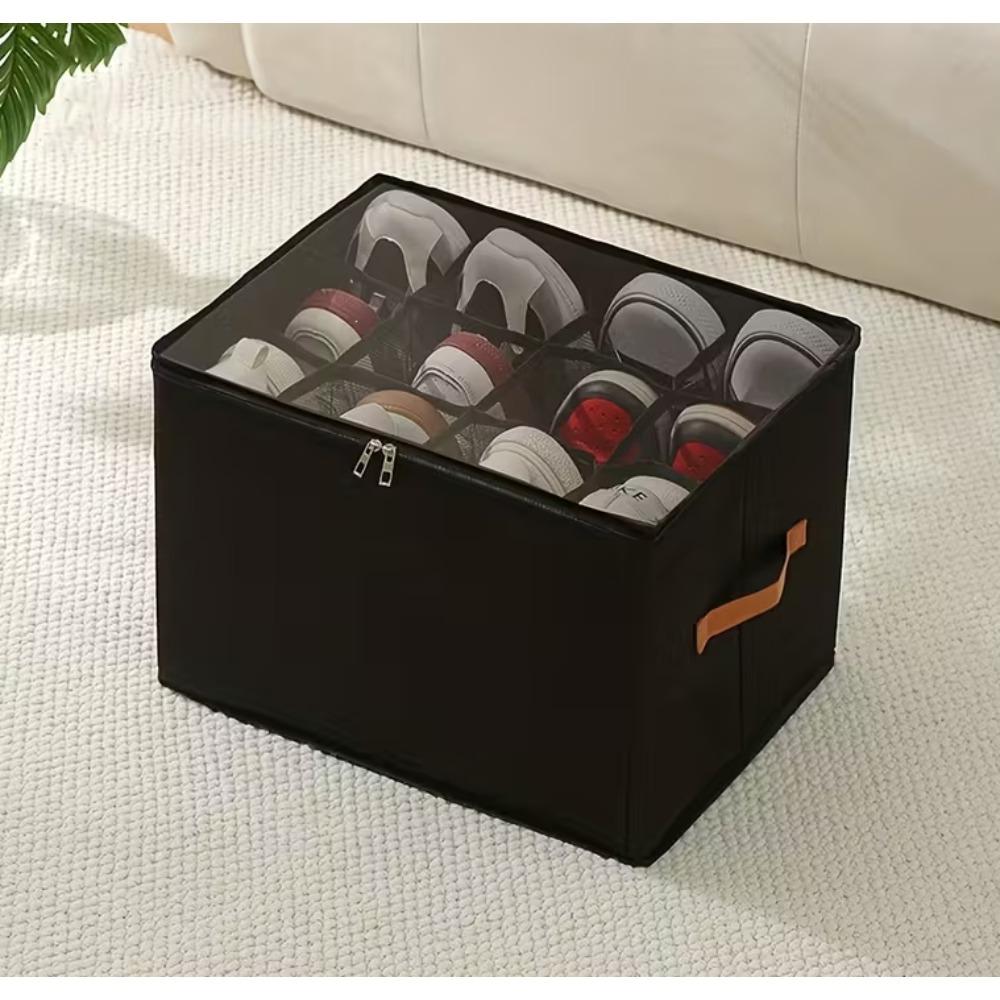 Collapsible Covered Shoe Storage - Dustproof Storage Box for Shoes, Clothes and Accessories - Multifunctional Home Organization Solution, Rectangular, Flip-Top Closure, Shoe Storage Box