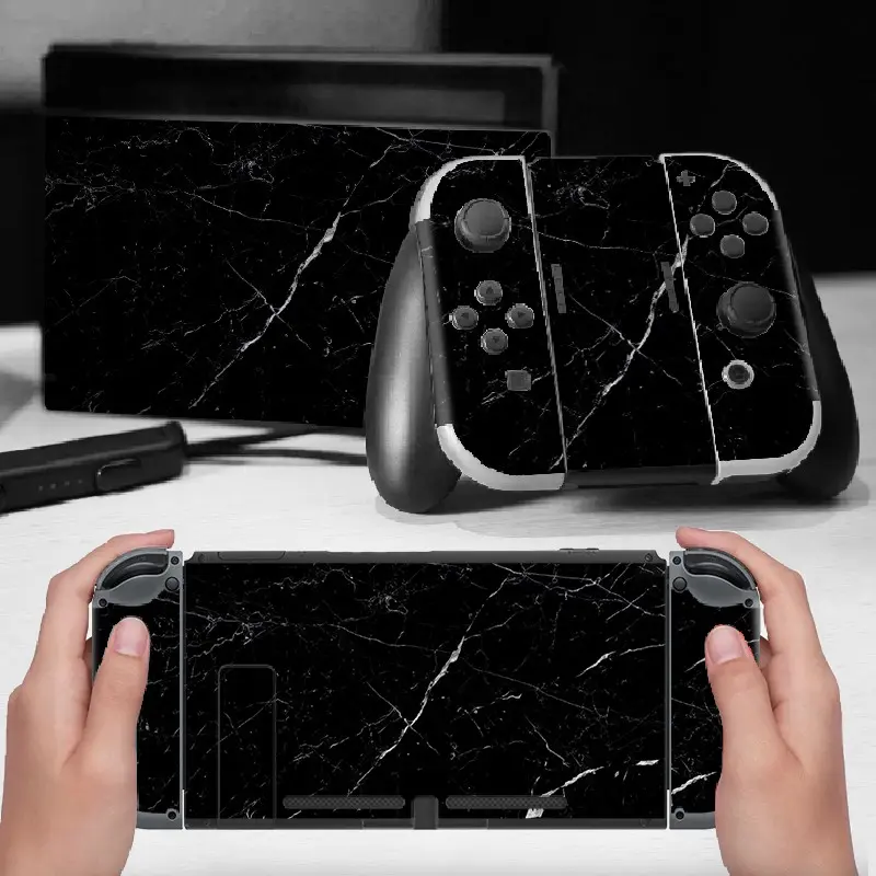 and Marble Pattern Switch Stickers, Removable PVC Skin, Full Protection Film for Nintendo Switch Console and Controller