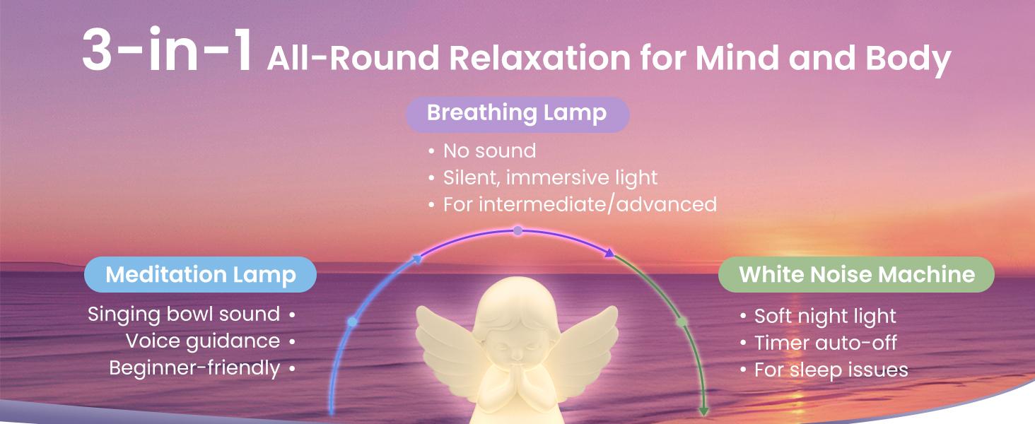 Hiseeme Angel Baby Night Light — White Noise (Baby-Breath + Piano), Soothing Sleep Aid for Infants & Kids,7 RGB Colors, Guided Breathing (Voice+Light) | Tap Ctrl, USB-C, BPA-Free Silicone, 12-Month Replace Hiseeme Angel Baby Night Light — White Noise (Baby-Breath + Piano), Soothing Sleep Aid for Infants & Kids,7 RGB Colors, Guided Breathing (Voice+Light) | Tap Ctrl, USB-C, BPA-Free Silicone, 12-Month Replace