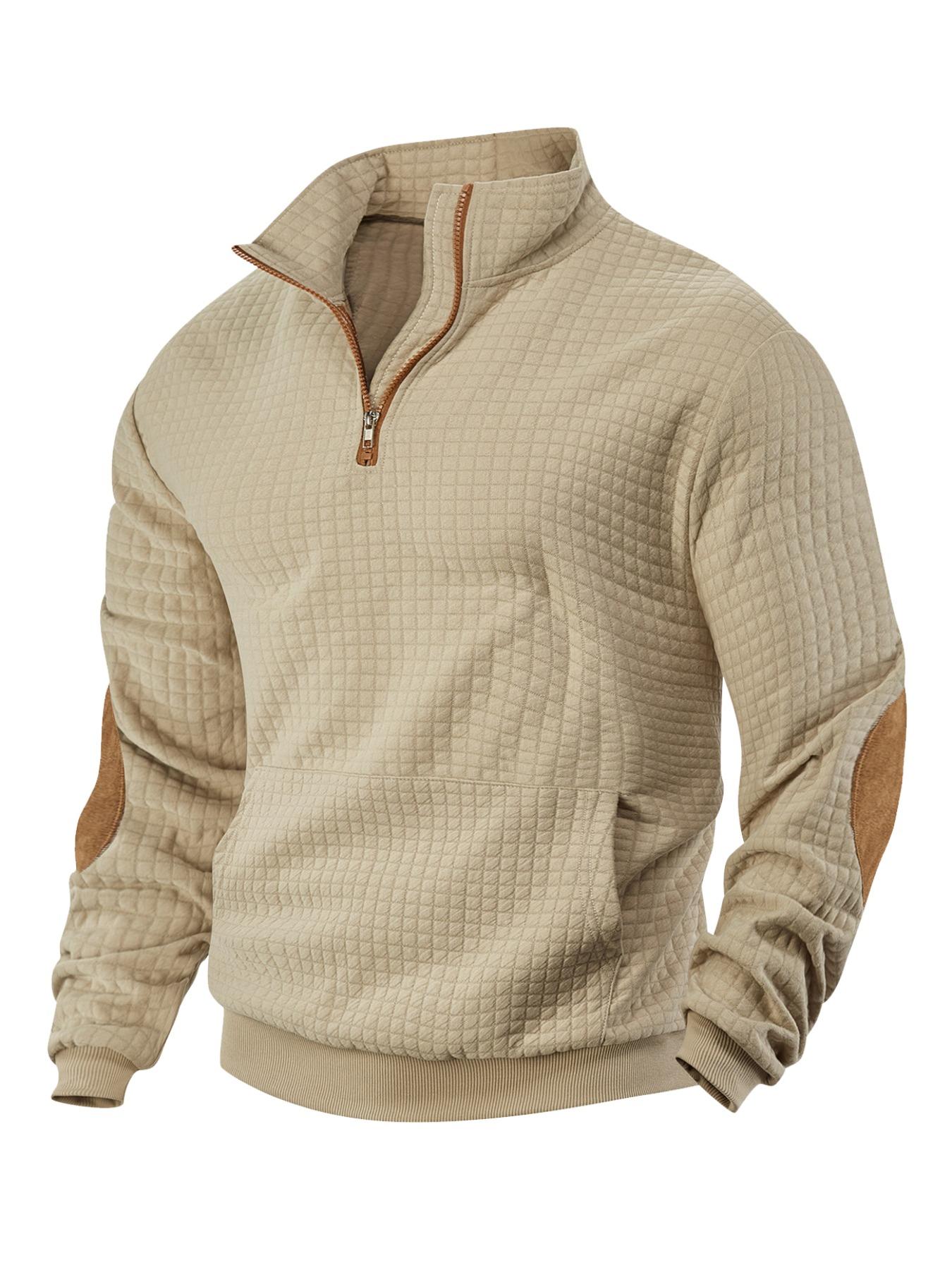 Autumn and winter men's wear, simple collar plaid jacquard pullover short sleeve long sleeve, slim fit casual pullover knitted outfit daily wear men's clothing, casual fitting pullover, casual fashion men's wear, Knitwear