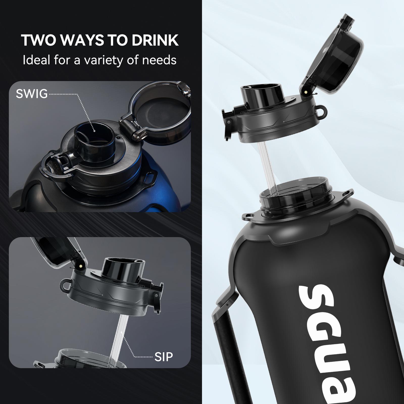 Cool Springtok Sports Water Bottles 44oz with Tritan Finish, Built-in Straw, Unique Smart Water Cup with LED Light, Dual-Handle & App Control - Fun