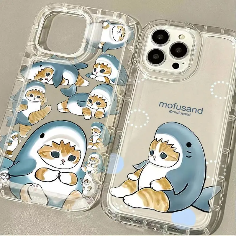 Cute Cartoon Mofusand Cat Clear Phone Case For iPhone 17 Promax 17Air 16 Plus 15 14 13 12 11 Pro & Samsung Galaxy S25 S24 S23 S22 Ultra Plus Anti-fall Transparent soft TPU Shockproof Protective Cover Gift