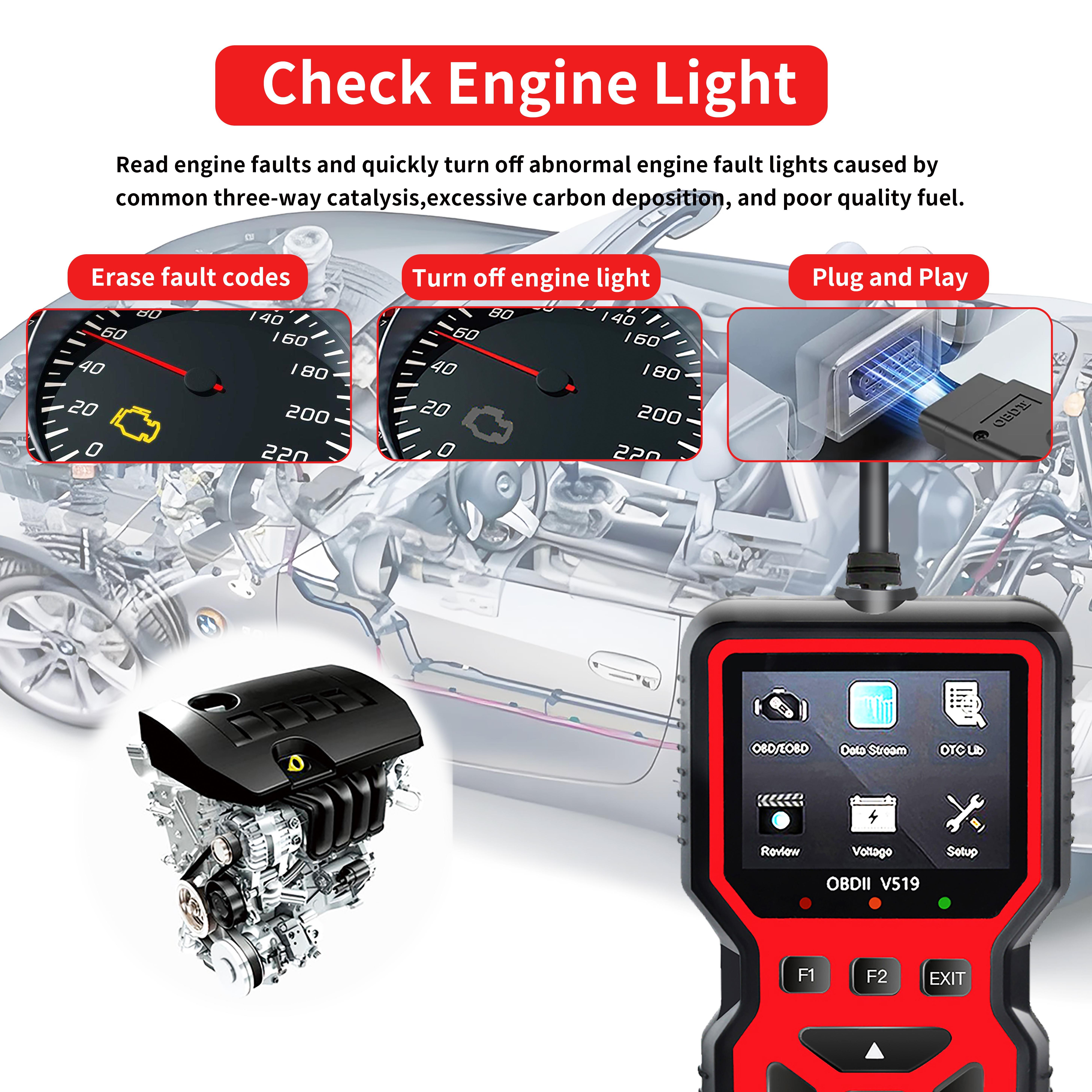 V519 OBD2 Scanner - Professional Mechanic Diagnostic Code Reader Tool with Live Data for Check Engine Light
