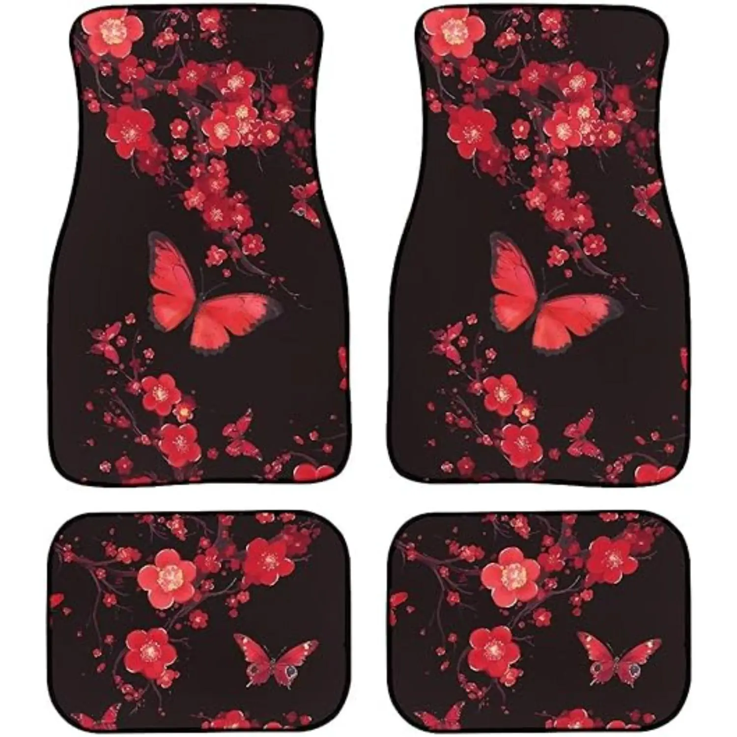 4pcs Set of Car Floor Mats with Personalized Butterfly Pattern. Universal Floor Mats Suitable for Cars, Trucks, And Suvs. Waterproof, Slip-Resistant, Stain-Resistant, Thickened, Wear-Resistant, And Easy to Clean