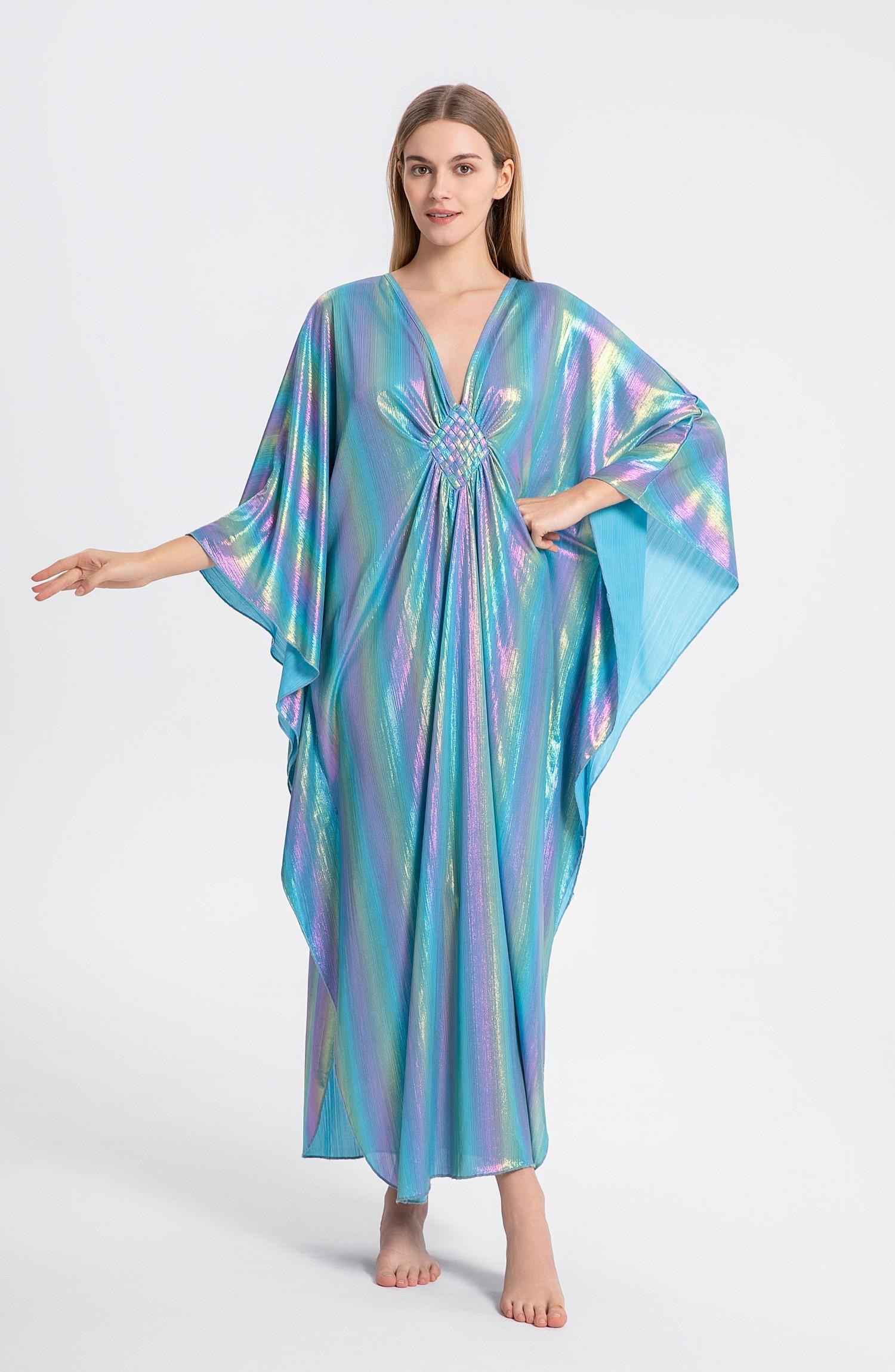 Bsubseach Women Ethnic Print Kaftan Dress ,Plus Size All Over Print  Sleeve TunicDress, Boho Casual V Neck 3/4 Sleeve TunicDress for Women, Women's Plus Cover Up,Mrs. Roper Kaftan ，bubu，mumu，Casual Womenswear Summer