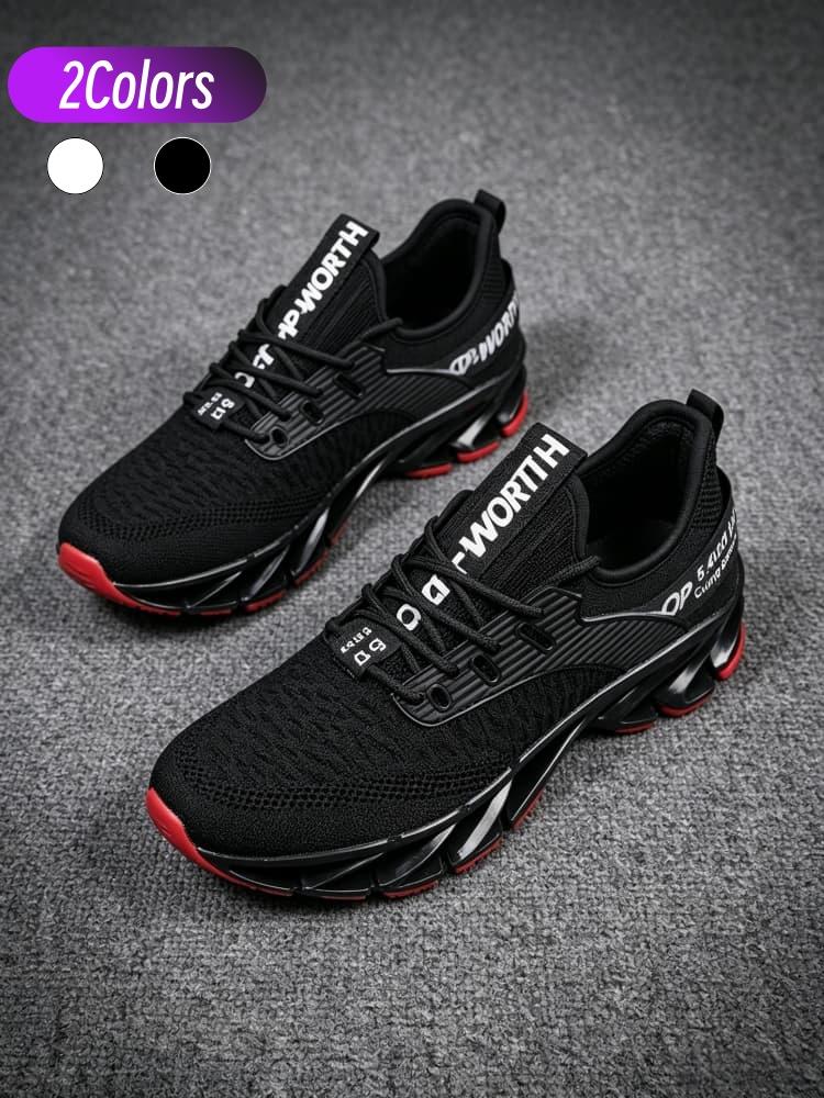 Men's trendy blade Athletic jogging shoes one-piece knit breathable mesh soft sole versatile for commute jogging