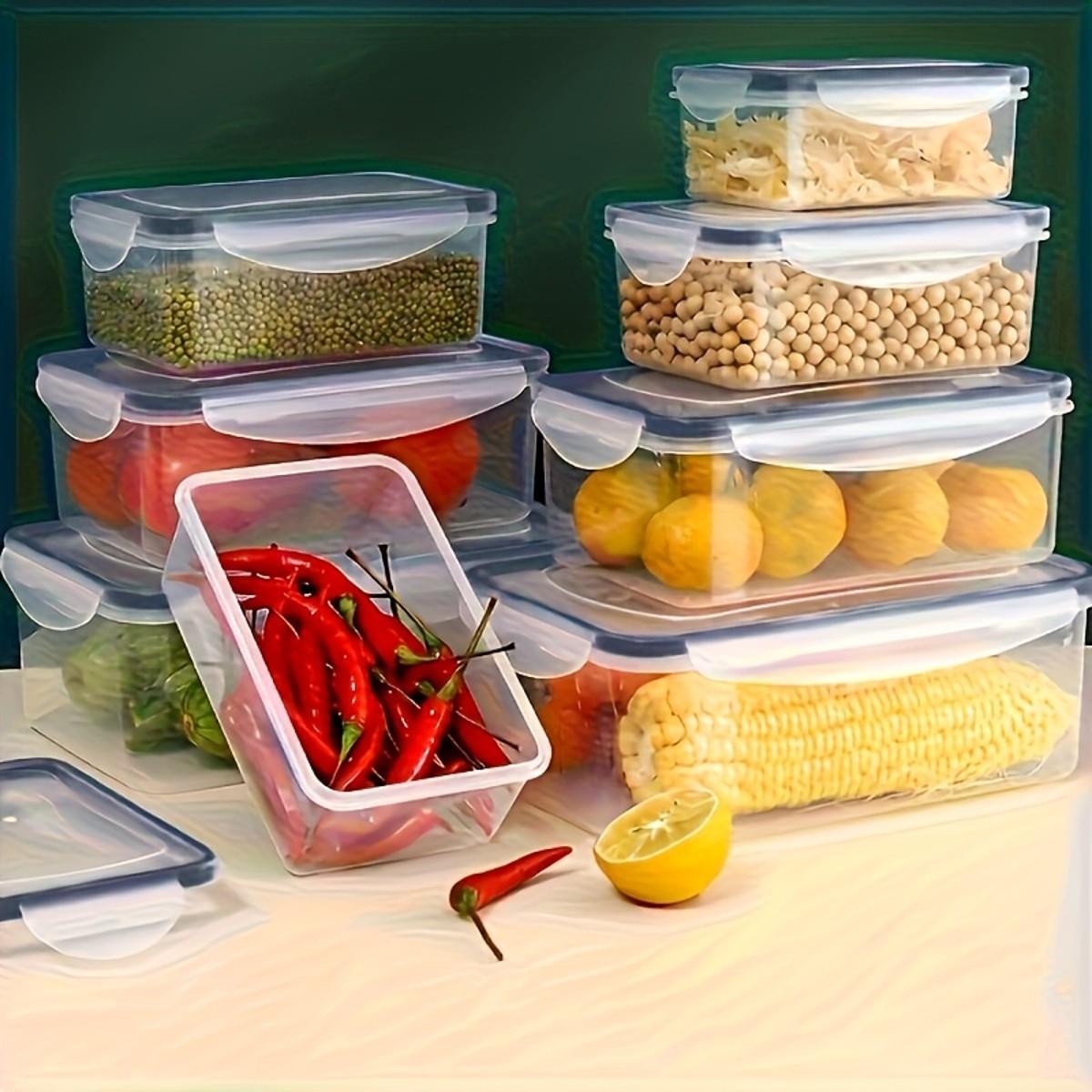Multi-Functional Kitchen Storage Box Set, 4 Boxes with Leakproof Design, Food Grade Plastic Material, Microwave Safe, Dishwasher Cleanable