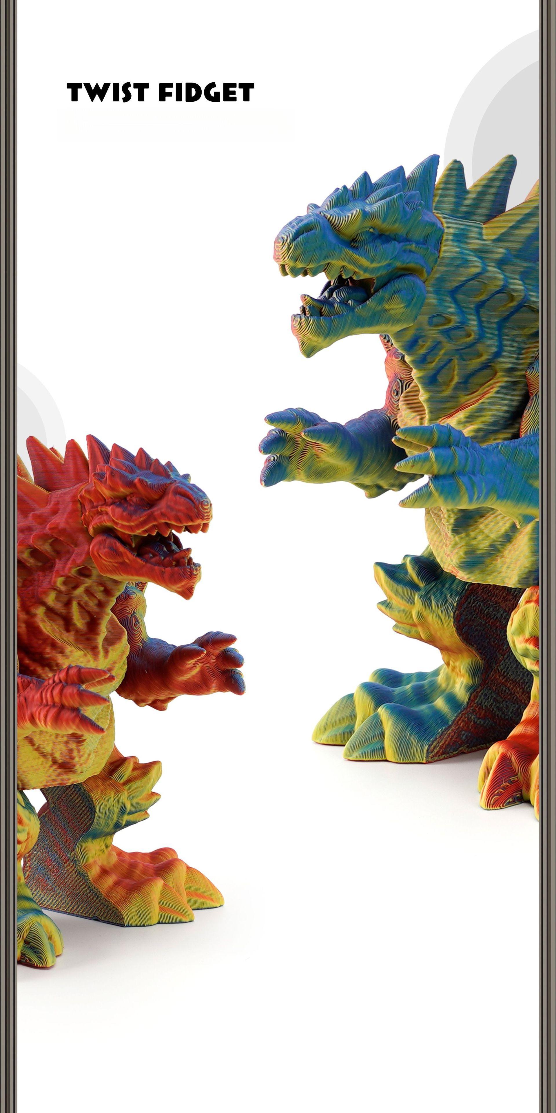 3D Printed Ice Godzilla Desktop Ornament, Transforming Figure Gift for Boys, Craftsmanship Toy, Trendy Collectible
