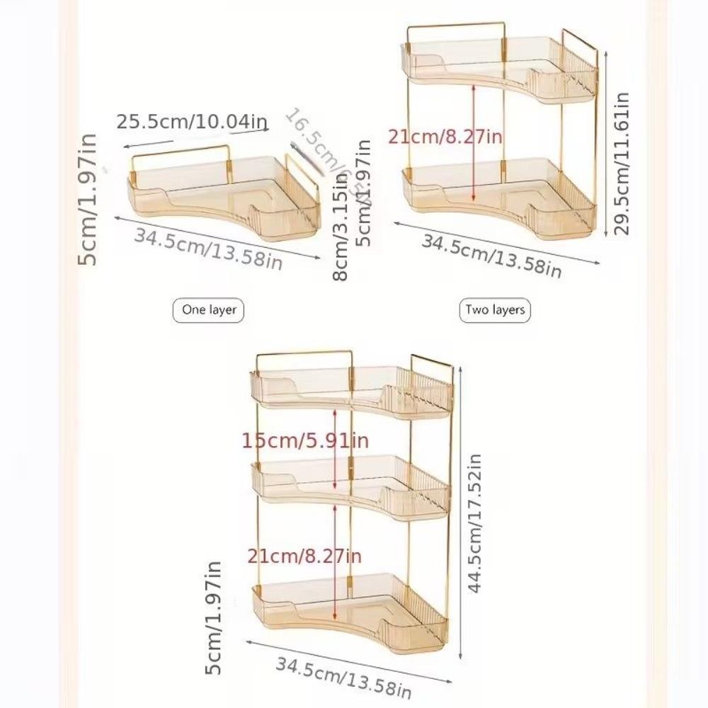 Corner bathroom storage rack, perfume tray for bathroom countertops and vanity organizer, cosmetic storage box, corner storage and organizer rack suitable for bathrooms, kitchens and vanities