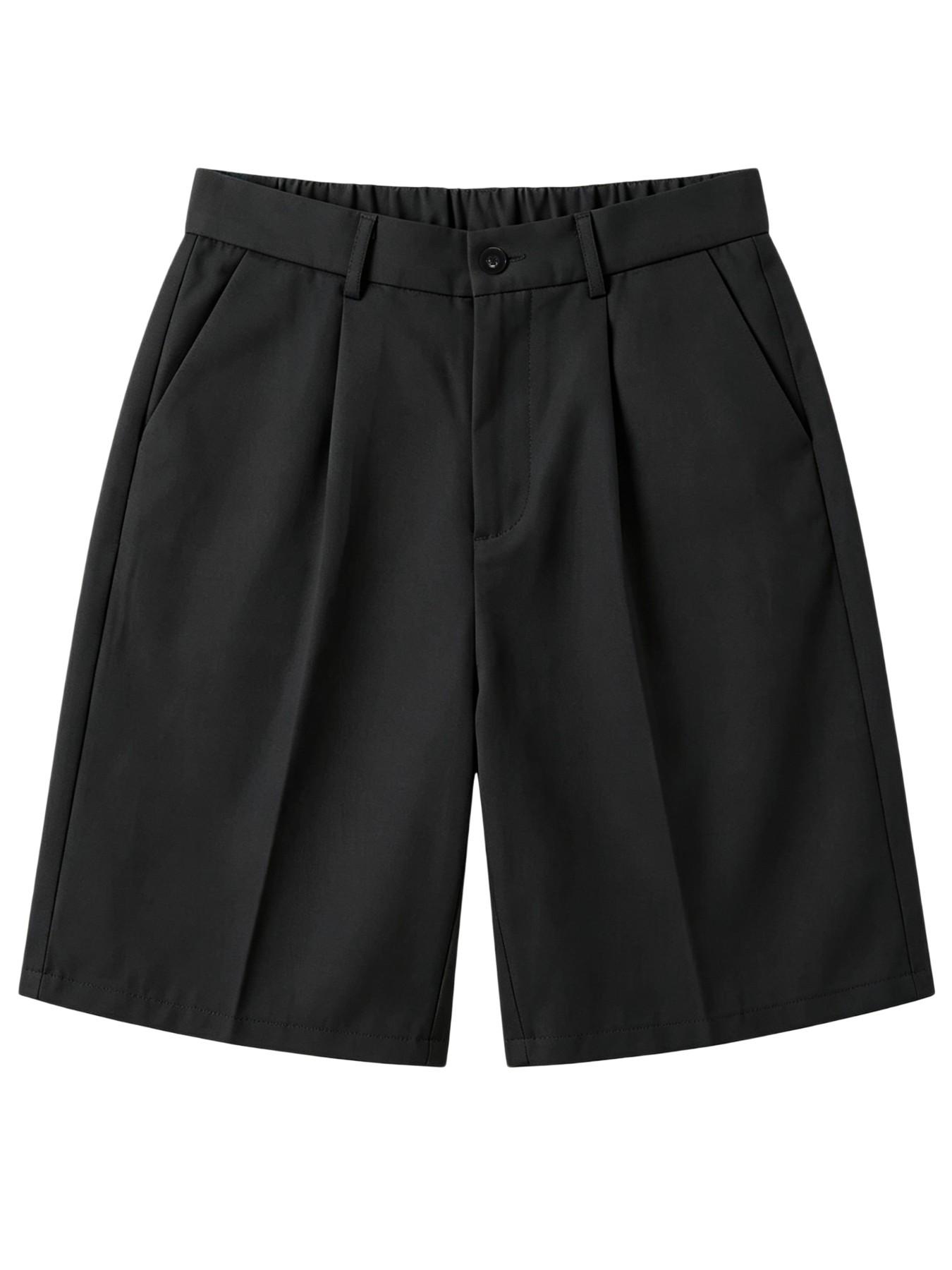 Men's Five-Quarter Suit Shorts, Formal Five-Quarter Pants, Lightweight Flowy Business Casual Knee-Length Trousers, Summer Workwear, Street Style, Menswear