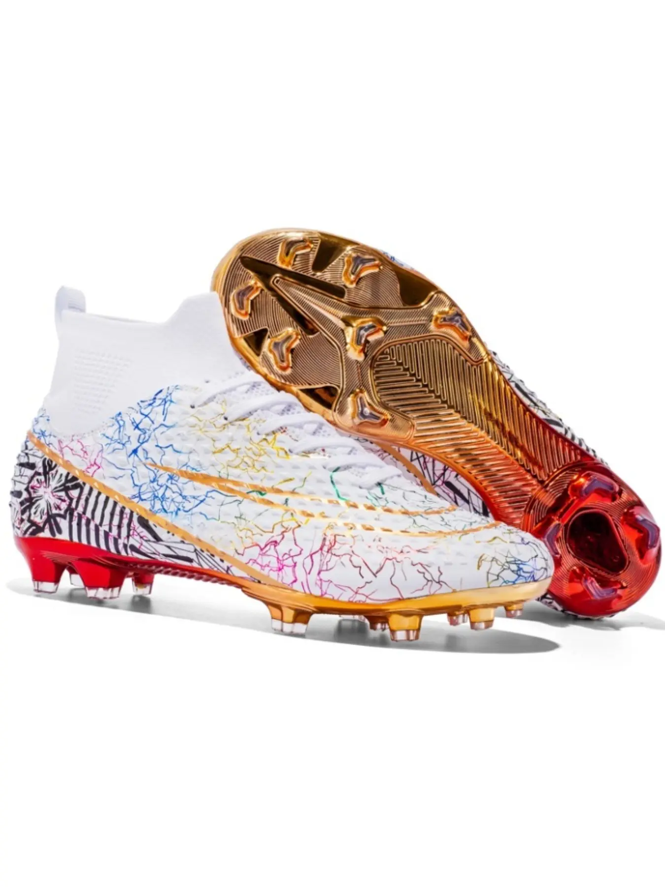 New High-Top Seamless Soccer Shoes for Men and Women, Anti-Slip Durable Outdoor Grass Football Boots, Super Grip and Support, Fashionable and Stylish, Speed Cleats