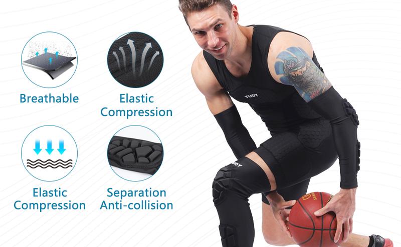 【HolidayHaul】TUOY Elbow Pads Padded Elbow Arm Protection Football Elbow Padding - Youth/Adult Size (1 Pair) Sports Sleeves Volleyball Gear