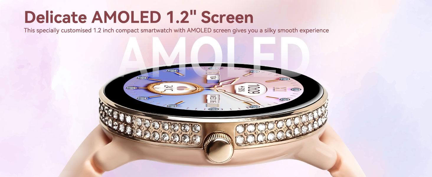 AMOLED Smartwatch for Women Smart Watch with DIY Watch Faces Wireless ...