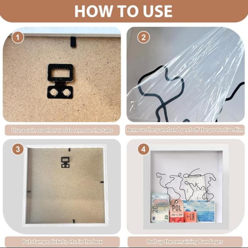 Ticket Storage Box Postcard Souvenir Money Box Map Frame Coin Bank Ticket Holder Display Case Collectible Ornament Small Size 20cm X Cm Large Size 30cm X 30cm