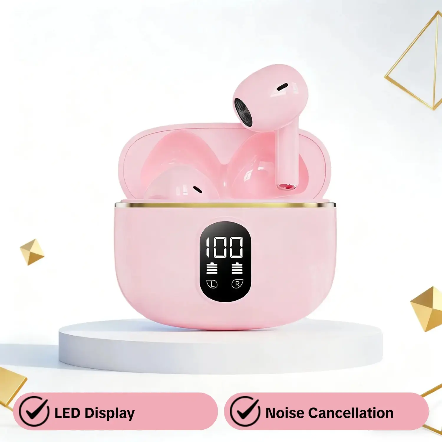 Wireless Earphone, True Wireless In-Ear Design with LED Display, Noise-Cancelling with Mic, Ideal for Sports & Gaming, Travel Gadget, Portable Earbuds
