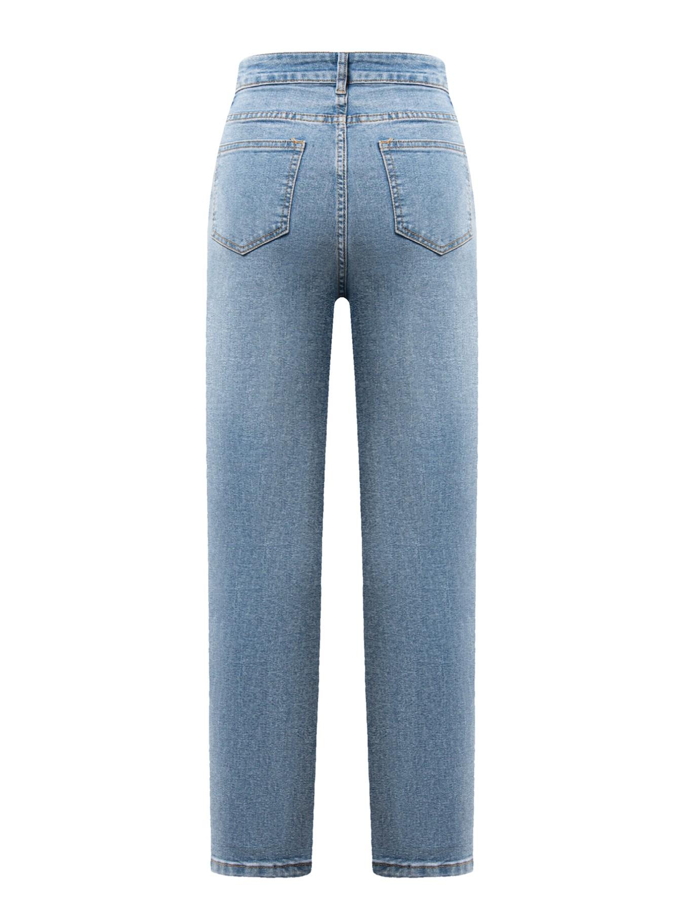 Muslim Women's Mid-Waist Slim Fit Straight Leg Jeans Pants, Elastic Fabric, All Seasons, Outdoors, Party Wear, Spring Summer