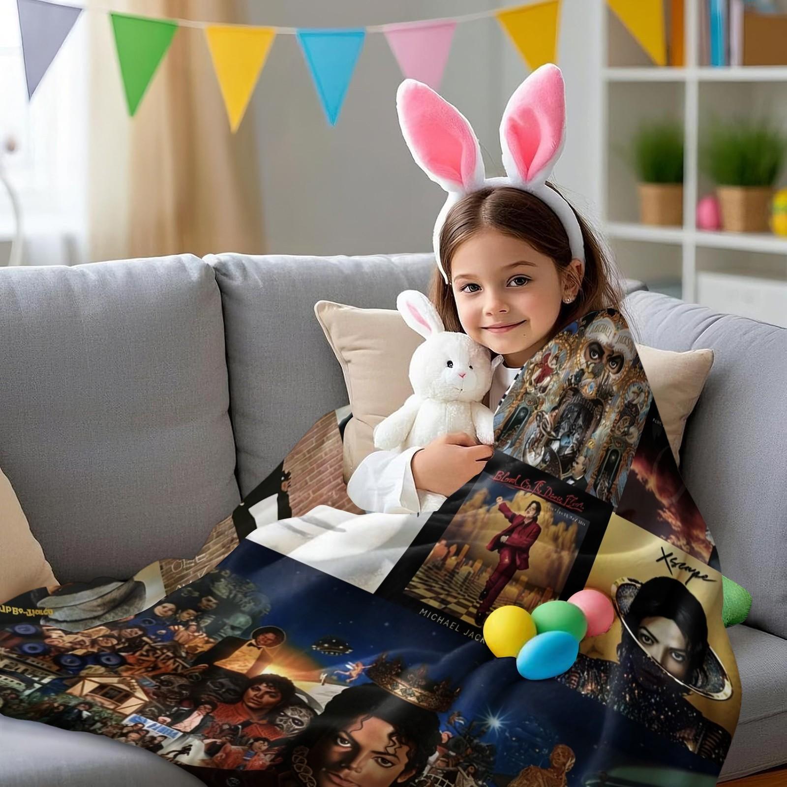 Michael Jackson Blanket Classic Album Cover Pattern, Perfect Gift for Fans, Suitable for Sofa Camping Travel Airplane Covers