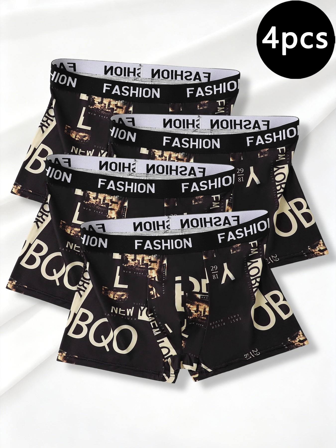 Black gold trendy men's belt-style underwear, personalized letter printed breathable underwear, full of handsomeness