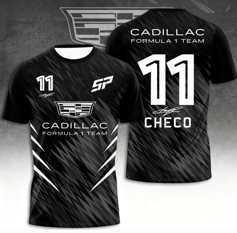 Men's Cadillac Racing Team T-shirt with 3D Printing, Speed Dry Short Sleeve Shirt for Racing Enthusiasts and Outdoor Fans
